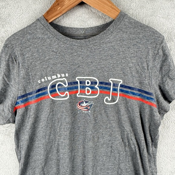 NHL Columbus Blue Jackets CBJ Shirt Womens XL Gray Logo Ohio Soft Cotton Blend - Picture 3 of 7